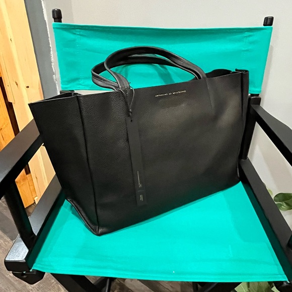 Ampersand As Apostrophe Sideways Leather Tote Black Lux...